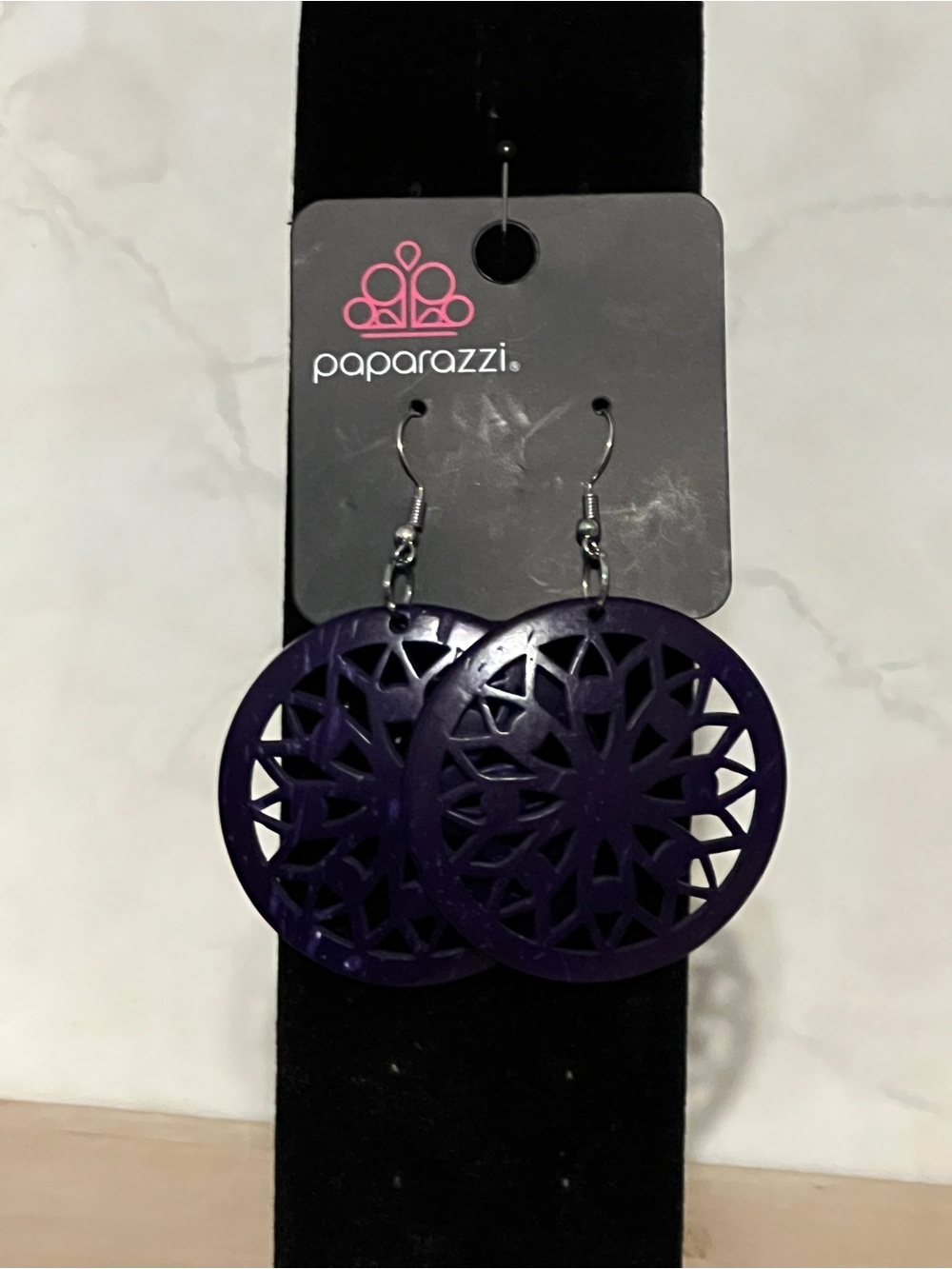 Paparazzi Deep Purple Filigree Circle Drop Earrings